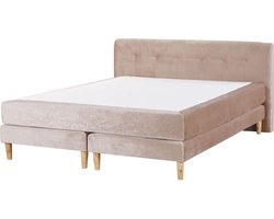 MARQUISE - Tweepersoons boxspring - Beige - 180 x 200 cm - Fluweel