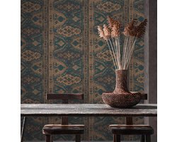 MARRAKECH TAPIJT BEHANG | Sfeervol - blauw groen zwart - A.S. Création Metropolitan Stories 2