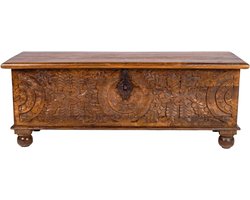 Marrakesh Vintage houten kist met opbergruimte - 120 cm - Ghotam - slaapkamer woonkamer - bank schoenenbank - gang piratenkist