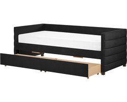 MARRAY - Slaapbank - Zwart - 90 x 200 cm - Fluweel
