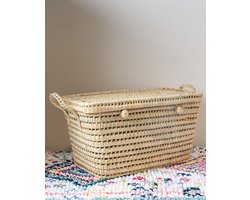 Marrokaanse opbergmand - opbergmand - 60cm - koffer - geschenk - speelgoedkoffer - kinderkamer - opberger - palmbladeren - opbergbox - kist - decoratie - mand - mand woonkamer - marrokaanse mand - rotan mand - basket - onderhoud - Opbergen