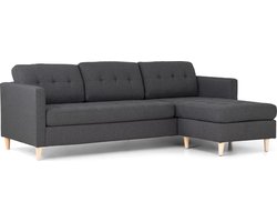 Mars 3-zitsbank met chaise longue links stof donkergrijs.