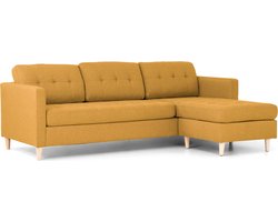 Mars 3-zitsbank met chaise longue links stof kerriegeel.