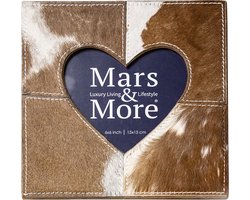Mars&More - Fotolijst - koe - hart - bruin/wit - leer - 20x20cm