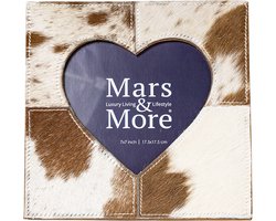 Mars&More Fotolijst koe hart bruin/wit leer 23x23cm