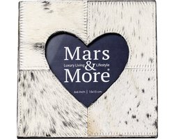 Mars&More Fotolijst koe hart zwart/wit 20x20cm leer