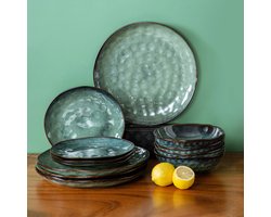 MartiCo® Keramische Bordenset - Serviesset - 12 Delig - 4/12 Personen - Vintage - Groen