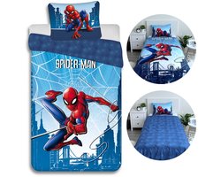 MARVEL Spider-Man Blauw kinderbeddengoed, voor jongen, rits, katoen 140x200cm OEKO-TEX