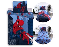 MARVEL SpiderMan Navyblauw DUBBELZIJDIG, kinderbeddengoed met ritssluiting, 100% KATOEN 160x200+70x80cm OEKO-TEX