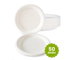 Marvish - BIO Wegwerp Bord - Borden - Duurzaam - 50 stuks - 26cm - Rond - Suikerriet