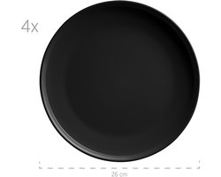 Mäser Alenia Serviesset 16-delig Zwart - Combiset voor 4 Personen - Eetservies met Borden, Kommen en Schalen - Keramisch Serviesgoed - Geschikt voor Dagelijks Gebruik