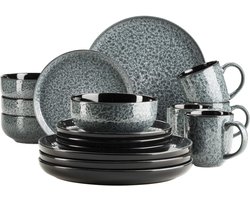 Mäser Combi Serviesset FILIPPA 16-delig Groen - Compleet Servies voor 4 Personen - Keramisch Eetservies met Borden, Kommen en Mokken - Moderne Tafelservice