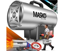 MASKO® Heteluchtkanon Gaskachel incl. Gasslang & Drukregelaar Warmtekanon Gas Verwarming - 15kW Zilver