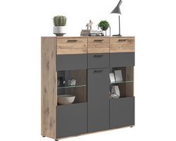 Mason dressoir 3 deuren, 2 laden eik decor.