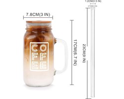 Mason Jar Iced Coffee Cup - 24 oz - Wit - Glas