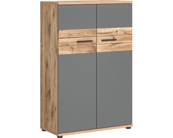 Mason Kantoorkast - Thuiskantoormeubilair - Opbergkast - Tijdloos design - 80cm x 122cm x 37cm - Nox Oak Nb. Afzettingen Basaltgrijs Nb.