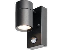 Mason wandlamp - 2700K warm wit - Bewegingsmelder en schemerschakelaar - IP44 spatwaterdicht - Spotlight voor binnen en buiten - Zwart