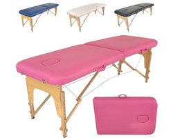 Massage Tafel 2 Zones Lichtgewicht Houten Massagetafel met Reiki Paneel - Roze
