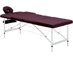 Massage Tafel - Behandeltafel Therapie - Ontspanning en Welzijn - Lichtgewicht Aluminium Frame - 3 Zones - Wijnrood