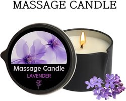 Massagekaars met lavendelgeur - Essentiële Olie Massagekaars - Hydraterend, Sensuele Ervaring met Schenktuit, Perfect voor Ontspannende Baden & Huidverzorging - Romantische Decoratie - Aromatherapie Kaars, Massageoliën voor stellen
