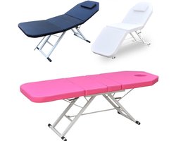 Massagestoel, inklapbaar, 3 zones, 60 cm breed, in hoogte verstelbare aluminium massagetafel met hoofdsteun, massagebank voor cosmetica, spa, salon, tatoeage, roze