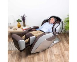 Massagestoel Luxe Relaxstoel 5D met Zero Gravity, Persotherapie, Aromatherapie, Thermotherapie, Lichttherapie, Bluetooth 3D Geluid, 150 x 83 x 97 cm, Bruin – Vermissen