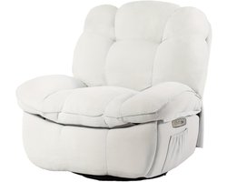 Massagestoel – Massagefauteuil – Relaxstoel – Elektrische Stoel – Loveseat – Elektrisch Verstelbaar – Draaibaar Met USB & Type-C – Pluche Zachte Bekleding – Stevig Metalen Frame – Groen