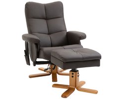 Massagestoel met Voetenbank - Relaxfauteuil - 10 Massagepunten - 360° Draaibaar - Kantelbaar tot 145° - met Afstandsbediening - Verstelbare Rugleuning - tot 120 kg - Relaxstoel - TV Stoel - Loungestoel - Leesstoel - Kunstleer - Bruin