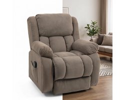 Massagestoel - Relaxfauteuil - Zetel - Sta op stoel elektrisch - Stof - 1 persoons - Met armleuning - Zeer comfortabel - Elektrisch - Lichtbruin