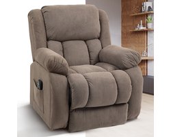 Massagestoel - Relaxfauteuil - Zetel - Sta op stoel elektrisch - Stof - 1 persoons - Met armleuning - Zeer comfortabel - Elektrisch - Lichtbruin