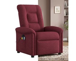 Massagestoel - Relaxfauteuil - Zetel - Sta op stoel elektrisch - Stof - 1 persoons - Met armleuning - Zeer comfortabel - Elektrisch - Wijnrood