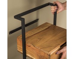 Massief acacia nachtkastje | duurzaam hout | modern strak design | lade opbergruimte | 44 cm breed | 35 cm diep | 45 cm hoog | lichtgewicht 9,2 kg