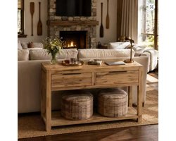 Massief Acaciahouten Consoletafel – 82 x 33 x 73 cm – Smal en Ruimtebesparend Design – Stijlvolle Tafel voor Hal, Woonkamer en Entree