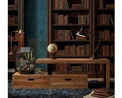 Massief Acaciahouten TV-Meubel met Royale Opbergruimte 112 x 30 x 40 cm – Antieke Lowboard TV Kast voor Woonkamer en HiFi Opstelling