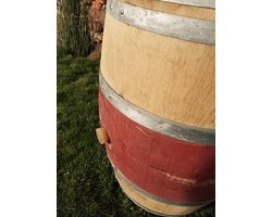 Massief Eiken Vat - Wijnvat Barrique - Decoratieve Tafel - Weerbestendig Hout - 70x70x95 cm - Rood