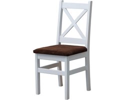 Massief grenen eetkamerstoel - Gestoffeerd - Klassiek kruisstoeldesign