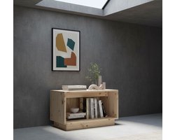 Massief Grenen Houten TV-Meubel 60x35x35 cm – Lage TV-Kast met Open Opbergvak – Rustiek Hifi-Meubel & Sideboard voor Woonkamer – Zwevend Design – Bruin – Altameubel