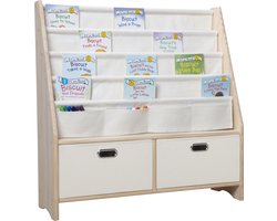 【Massief Houten】 2-in-1 Multifunctionele Kinderboekenrek 4-laags W80 x D30 xH95 - Opbergkast - Solide houten boekenkast voor kinderen - Boekenplank - Boekenopslag - Opbergruimte Speelgoed - Opbergrek - Kinderkamer Kast - Organizer - Speelgoedrek