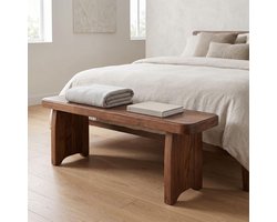 Massief Houten Bank - Halbank Landelijk - Schoenen Opbergen - Ultraslank Profiel - 90 x 15 cm - Houtkleur