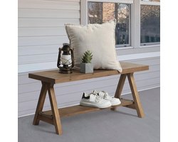 Massief Houten Bank voor Hal en Woonkamer, Rustieke Opbergbank Binnen en Buiten