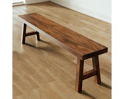 Massief Houten Bankje - Halbank Eetkamerbank - Schoenen Opbergen - Robuuste Constructie - 120 x 45 cm - Natuurlijk Hout