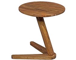 Massief houten bijzettafel rond 45 x 45 cm voor woonkamer of nachtkastje in landhuisstijl