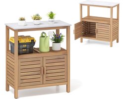 Massief Houten Buitenkast met Platform en Deur voor Balkon en Tuin