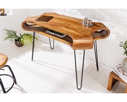 Massief houten bureau ORGANIC LIVING 120cm Sheesham consoletafel met opbergruimte - 43074