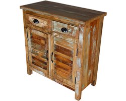 Massief houten highboard – Dressoir – hoge ladekast – mangohout – vintage boho landelijk – woonkamer hal keuken slaapkamer