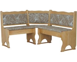 Massief houten hoekbank voor keuken of eetkamer - 120 x 180 cm - Oude houtlook met bloem lichte bekleding