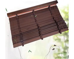 Massief Houten Jaloezieën - Horizontale Raambekleding - Privacy en Lichtregeling - Natuurlijk Hout Materiaal - Lamellen 50mm - Houtkleur