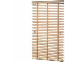 Massief Houten Jaloezieën - Horizontale Raambekleding - Privacy en Zonwering - Natuurlijk Materiaal 50mm - 60x220cm