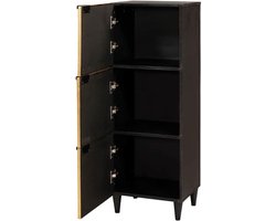 Massief Houten Kast - Zijkast Opbergkast - Woonkamer Organiseren - Moderne Zwarte Gouden Finish