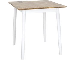 Massief Houten Keukentafel Vierkant 75x75 cm Licht Hout Wit - Compact en Stevig Eettafel